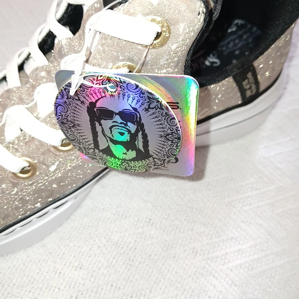 NWT Sz.7.5 Womens Skechers X Snoop Dog Snoop One Disco Ocelot Shoes - Picture 7 of 10